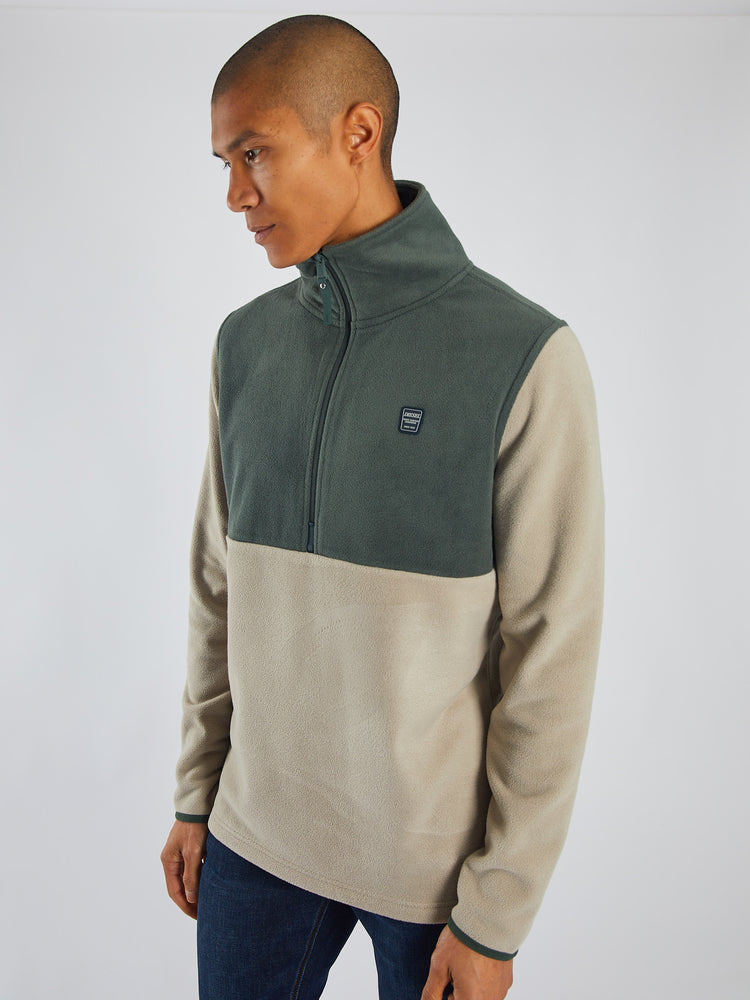 Strait Fleece Half Zip Stone Biscuit