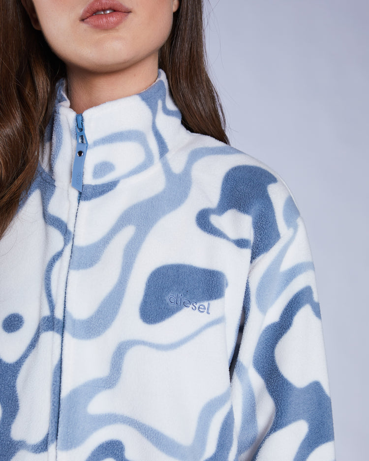 Whimsey Fleece Zipper Multi Blue