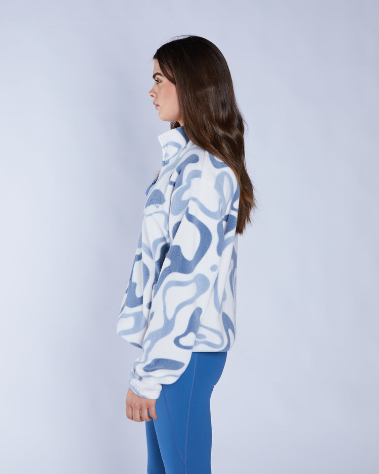 Whimsey Fleece Zipper Multi Blue