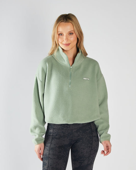 Mazie Fleece Half Zip Moss Green