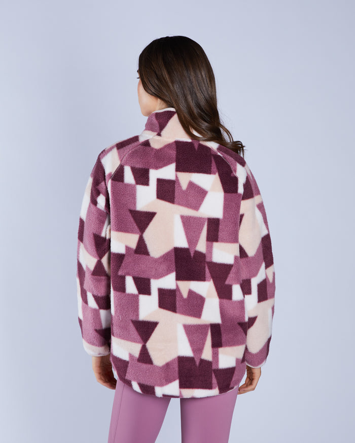Ariel Fleece Zipper NY Pink Multi Print