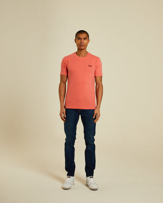 Basic Caden O Neck Tee Bright Peach