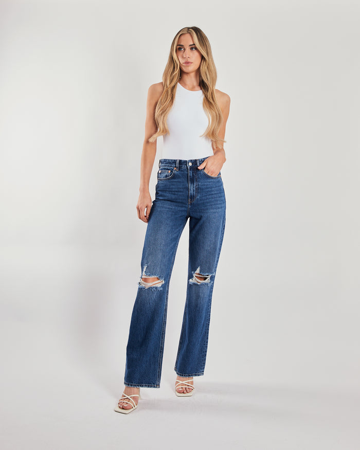Cara Wide leg Aged Blue