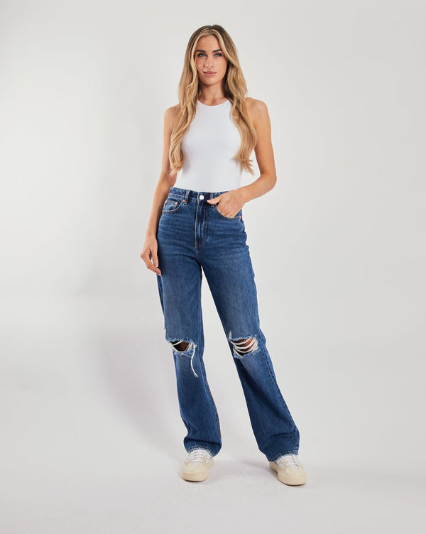 Cara Wide leg Aged Blue