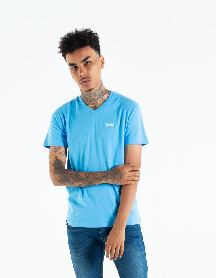 Basic Scott V Neck Tee Bonnie Blue