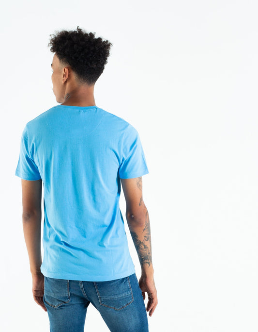 Basic Scott V Neck Tee Bonnie Blue