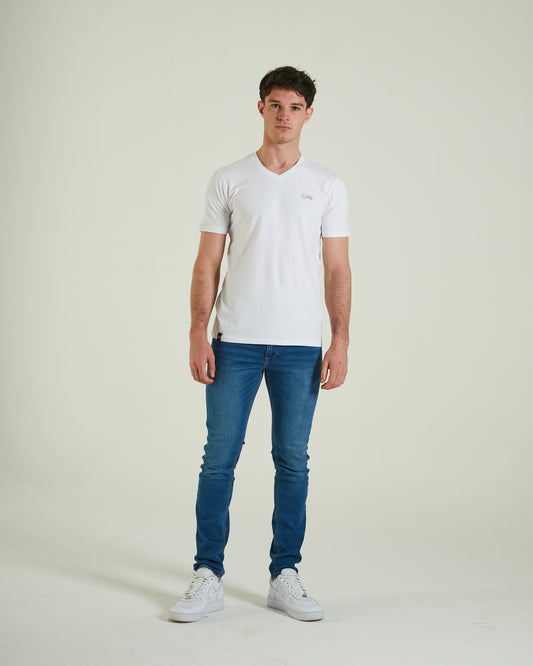 Basic Scott V Neck Tee Optic White