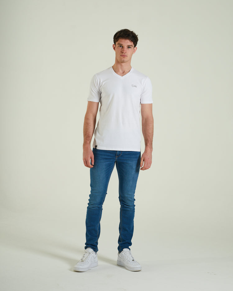 Basic Scott V Neck Tee Optic White