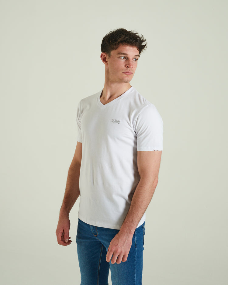 Basic Scott V Neck Tee Optic White